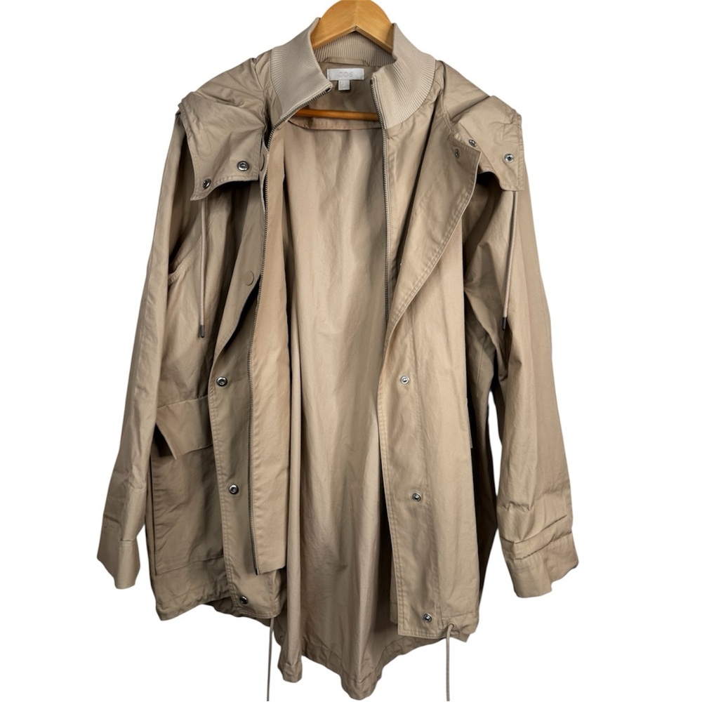 COS Women’s Layered Cotton Parka Hood Beige